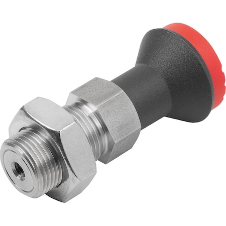 Kipp Operating Handle Wo. Groove, W. Mushroom Knob, Size:4, D1=M20X1, 5, L=73, Form:B W Locknut, Stainless K1502.124206